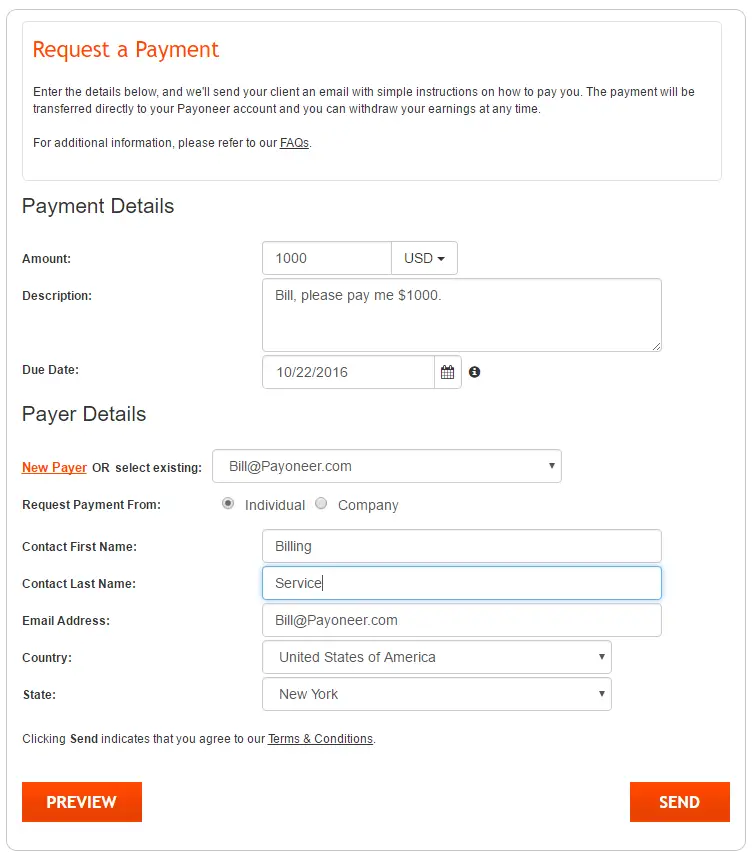 Payoneer Request A Payment