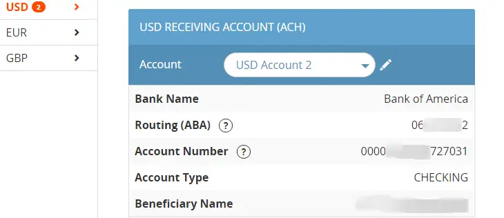 Payoneer ACH Account